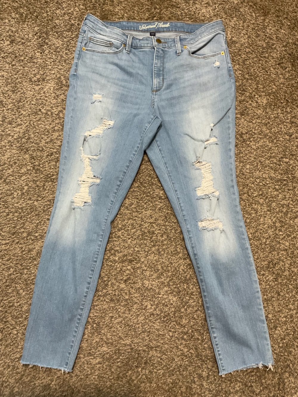 Universal Thread Light Blue Distressed Skinny Jeans Size 12